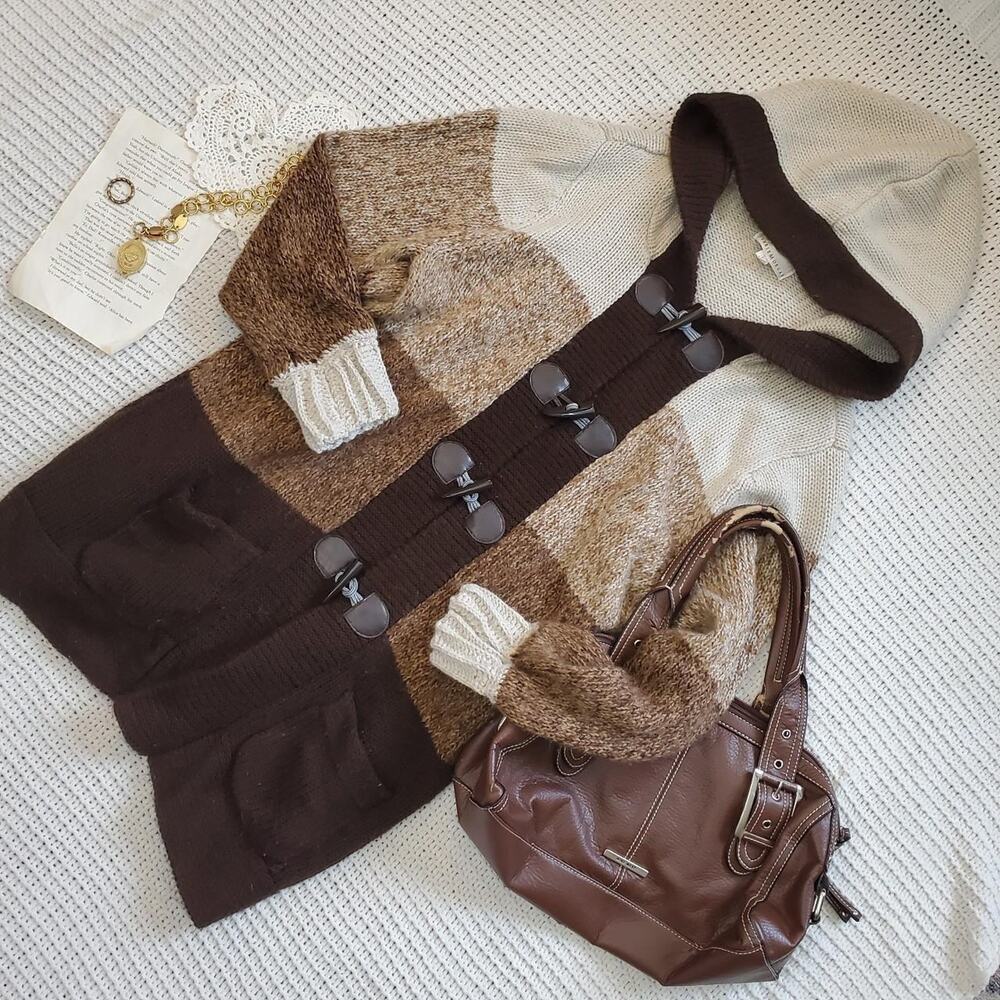 Debbie morgan 4 tone brown hooded cardigan